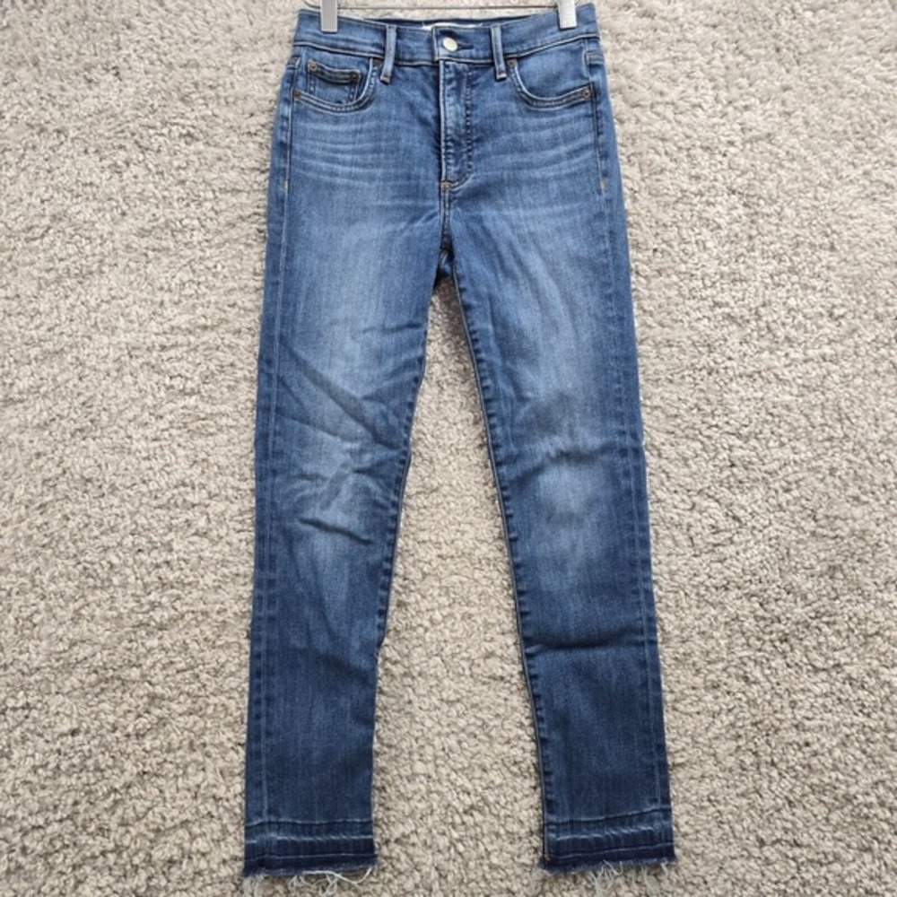 Denim Forum Nico Skinny‎ Crop Jeans Womens 26 Blue Raw Hem Mid Rise Casual